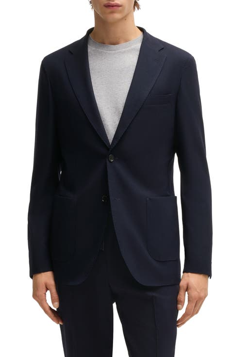 Heston Slim Fit Navy Stretch Wool Blend Sport Coat