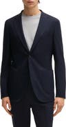 BOSS Heston Slim Fit Navy Stretch Wool Blend Sport Coat
