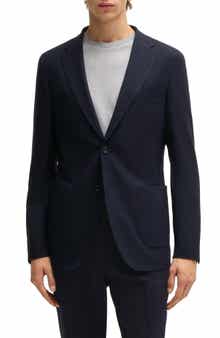 BOSS Heston Slim Fit Navy Stretch Wool Blend Sport Coat