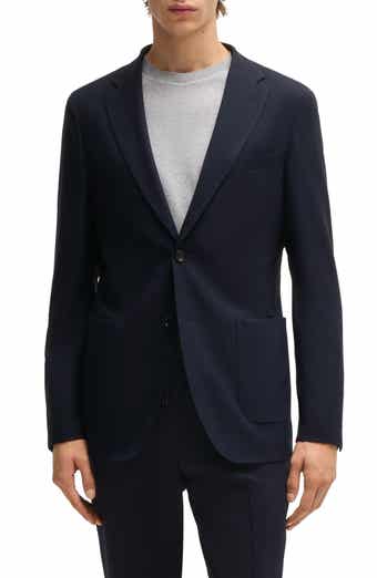 BOSS Heston Slim Fit Navy Stretch Wool Blend Sport Coat