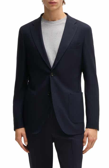 BOSS Heston Slim Fit Navy Stretch Wool Blend Sport Coat