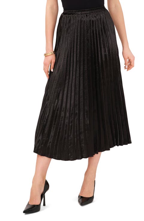 Pleated Crepe Midi Skirt