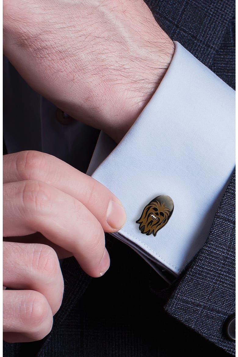 Chewbacca Cuff Links, Alternate, color, BROWN