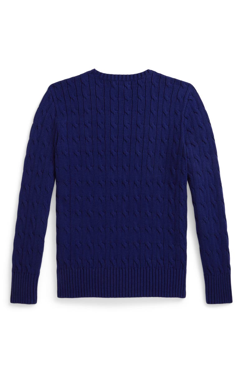 Polo Ralph Lauren Kids' Cable Knit Cotton Sweater, Alternate, color, Blue