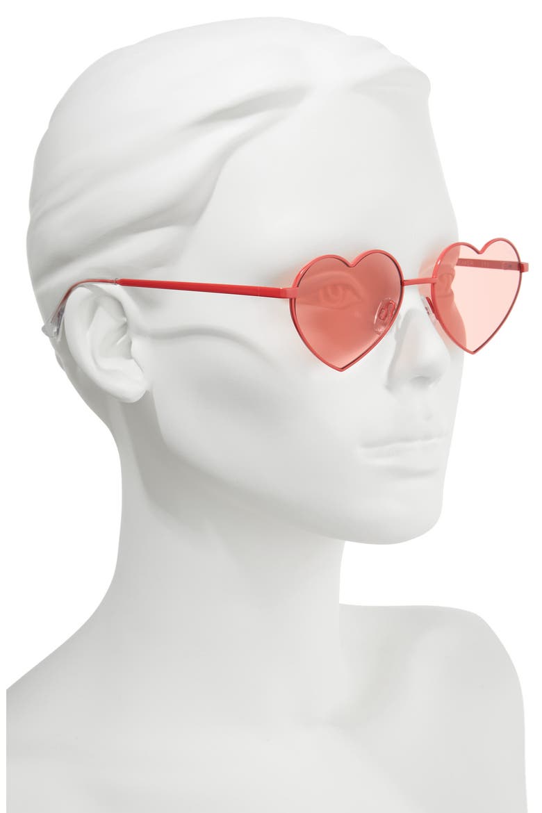 Australia 53mm Heart Breaker Heart-Shaped Sunglasses, Alternate, color, RED/ RED
