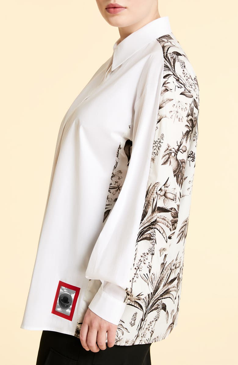 Marina Rinaldi Floral Print Back Button-Up Shirt, Alternate, color, 
