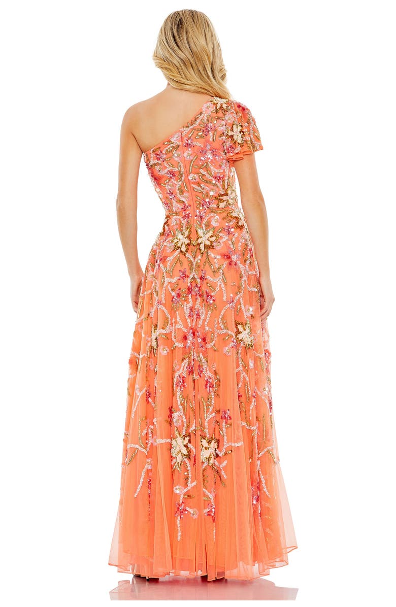 Mac Duggal One Shoulder Embellished A-Line Gown, Alternate, color, Coral