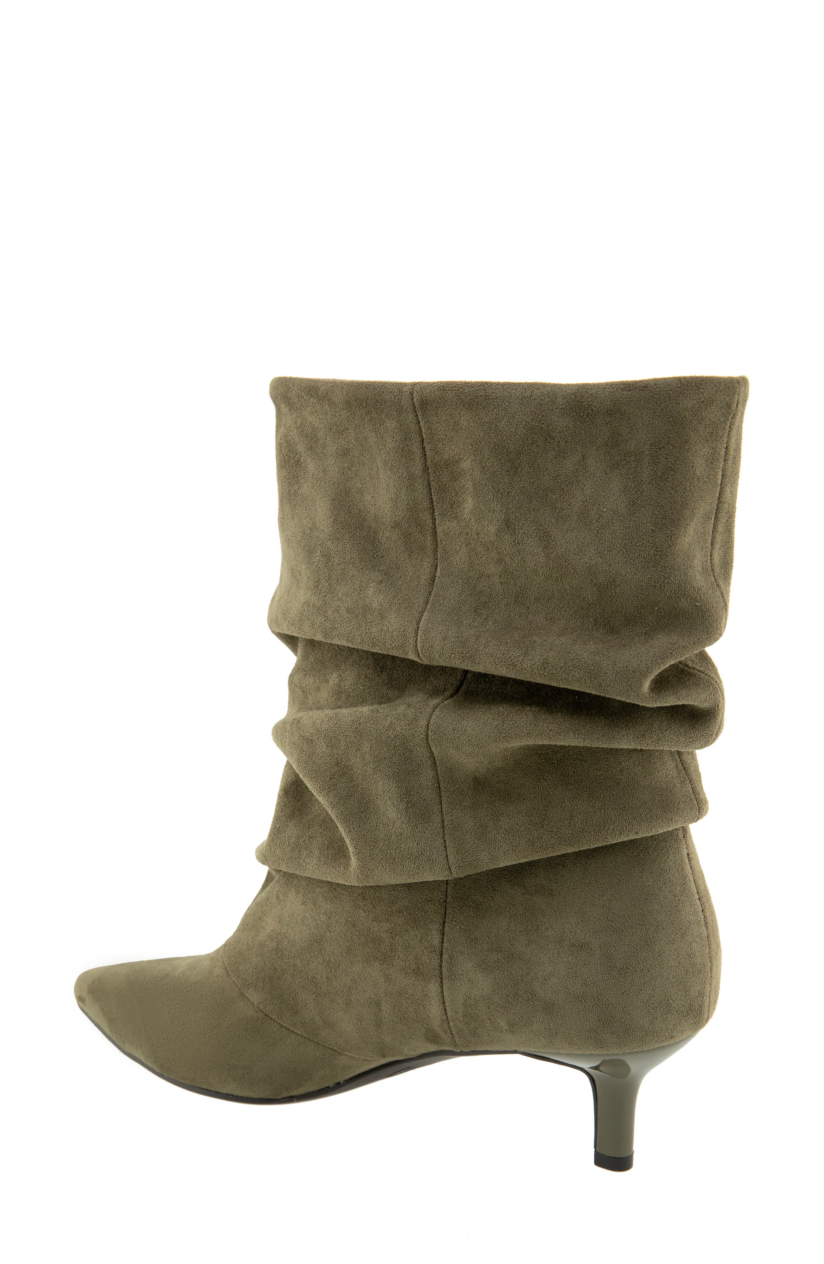 Dalles Kitten Heel Pointed Toe Scrunch Bootie, Alternate, color, OLIVE