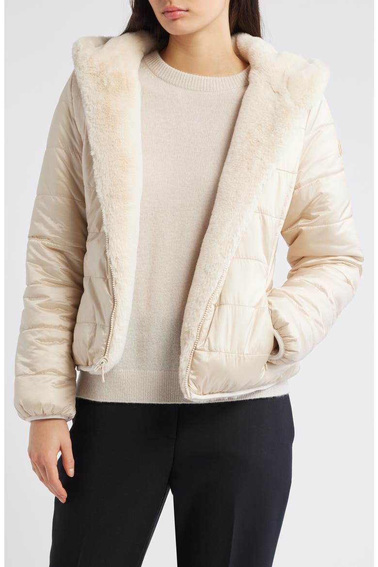 Laila Faux Fur Reversible Water Repellent Puffer Jacket, Alternate, color, SHORE BEIGE