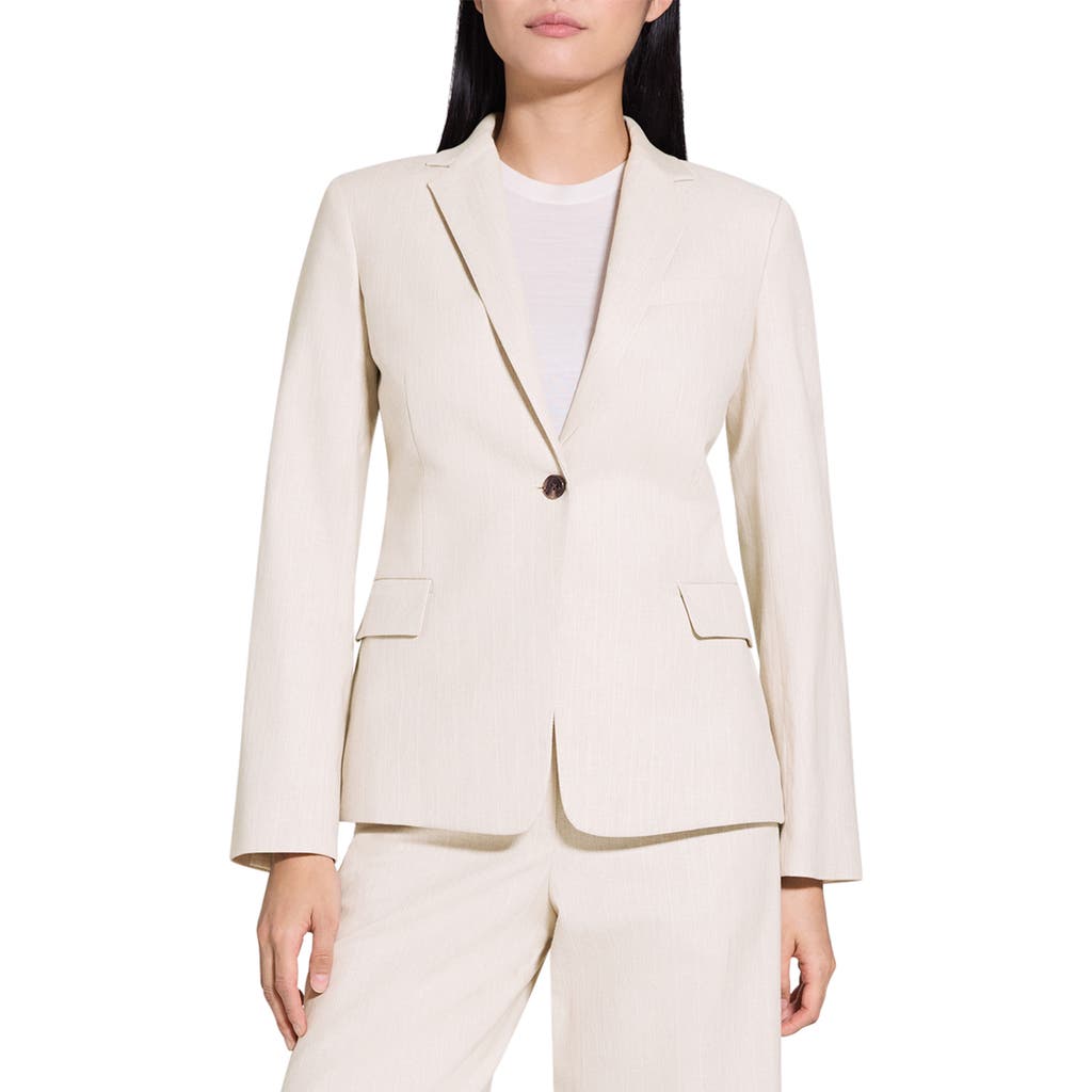 Theory Stripes Canvas Silm-fit Blazer In Sand Multi