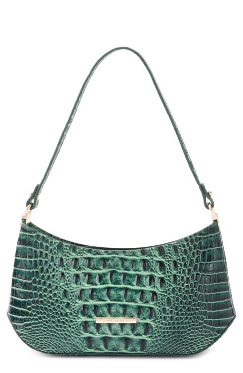 Lilibeth Croc Embossed Leather Shoulder Bag
