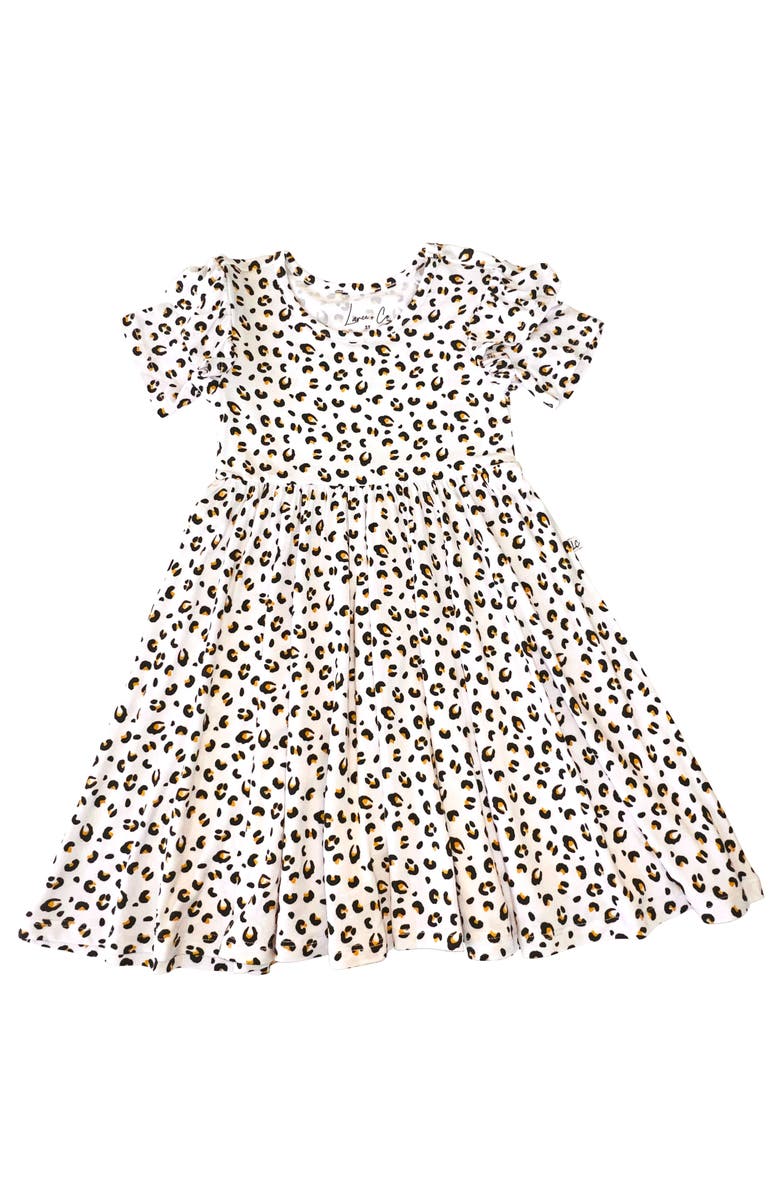 Laree + Co Allie Ruffle Spin Dress, Main, color, Leopard