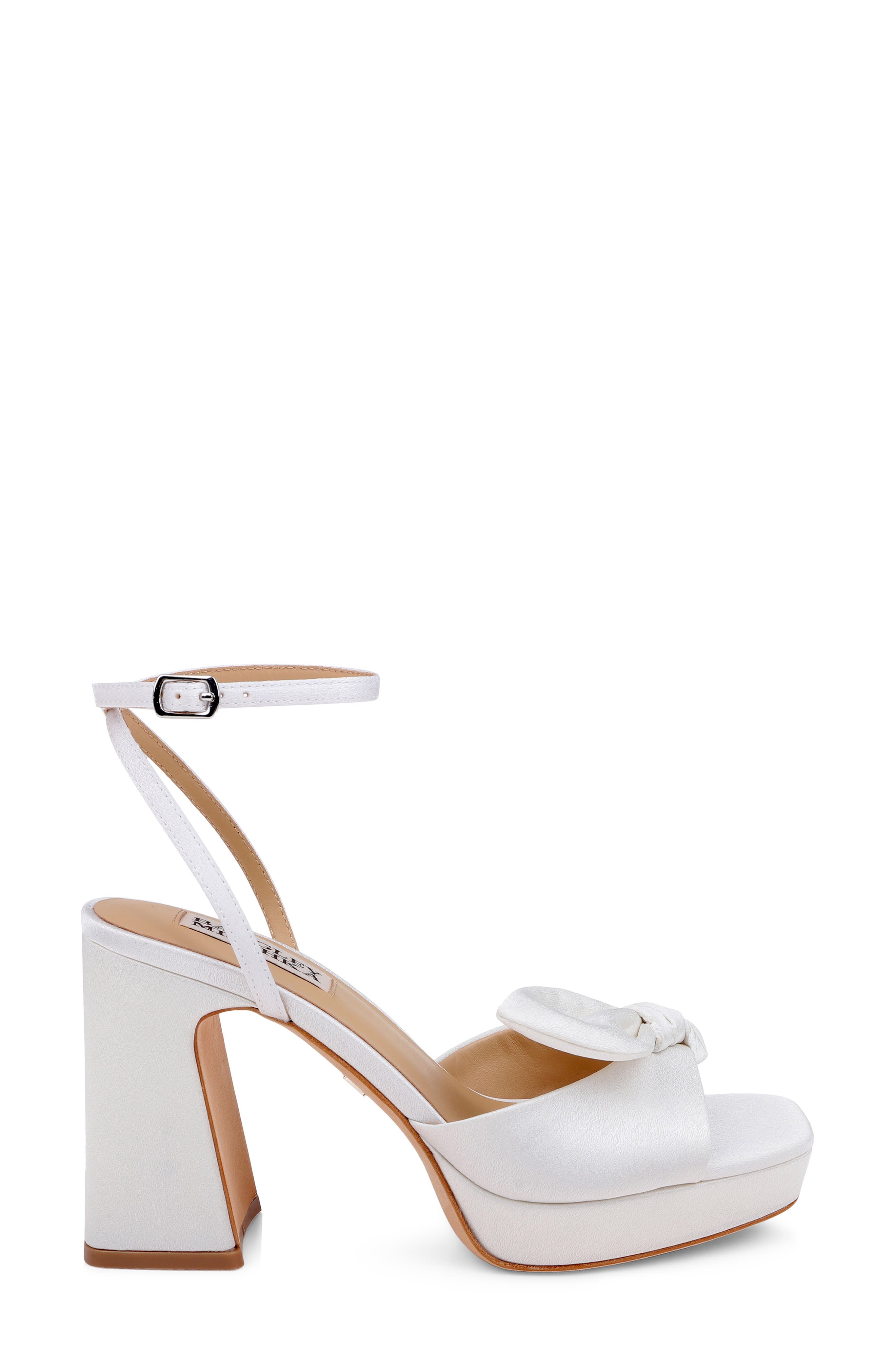 Badgley Mischka Collection Yuki Ankle Strap Platform Sandal, Alternate, color, White Crepe