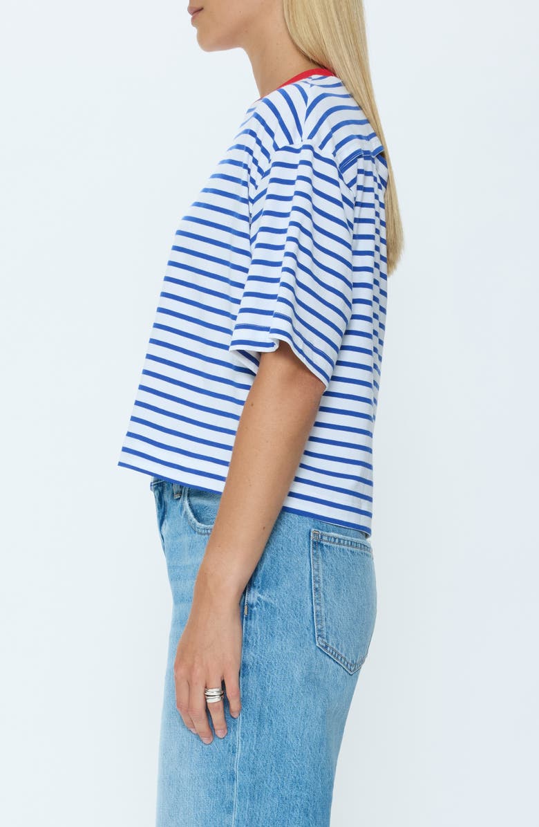 Pistola Mae Stripe Cotton Back Cutout Crop T-Shirt, Alternate, color, 