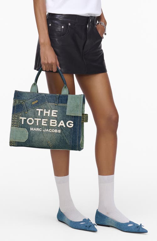 Marc Jacobs The Deconstructed Denim Medium Tote Bag In Indigo Multi