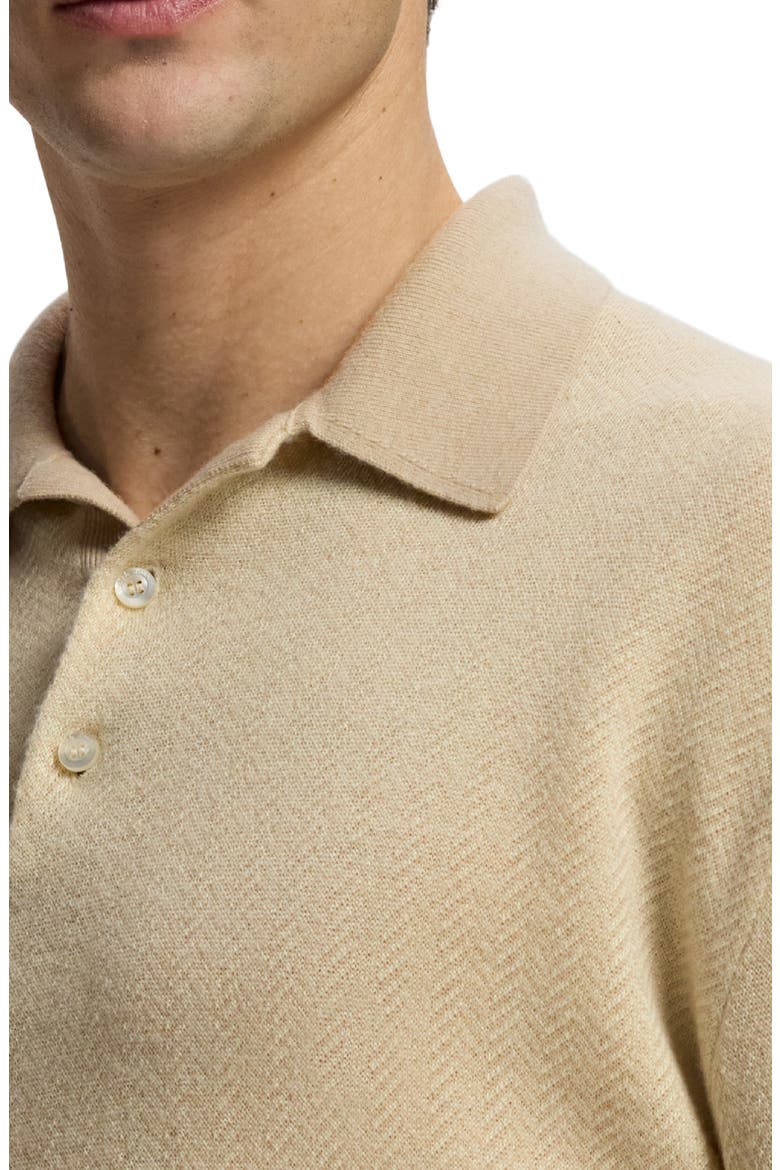 Long Sleeve Linen & Cashmere Polo Sweater, Alternate, color, NATURAL