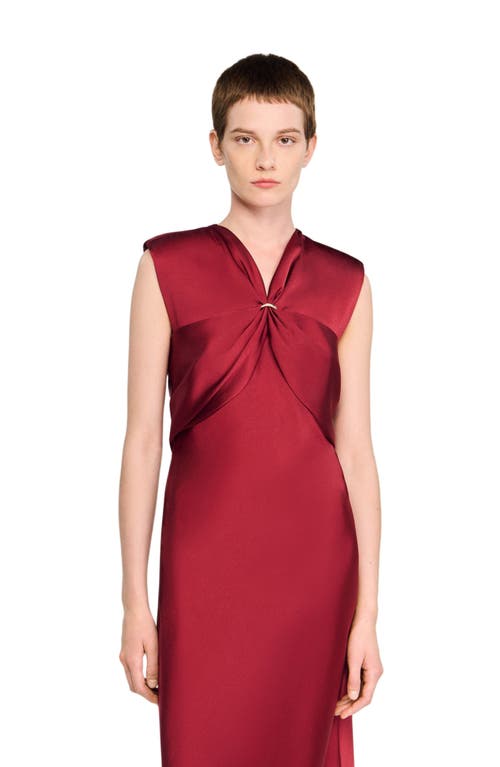 Sandro V-neck Maxi Dress In Burgundy
