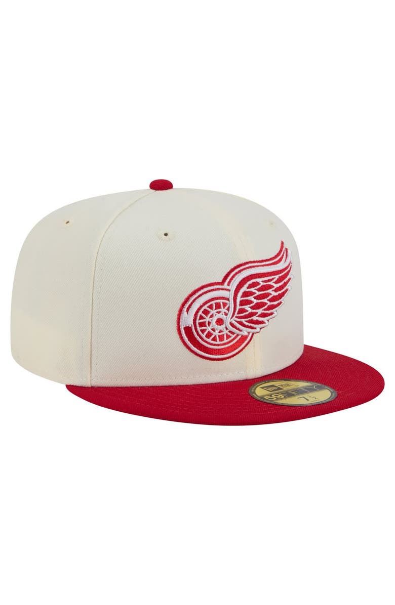 New Era Men's New Era  White Detroit Red Wings Chrome Two-Toned 59FIFTY Fitted Hat, Alternate, color, 