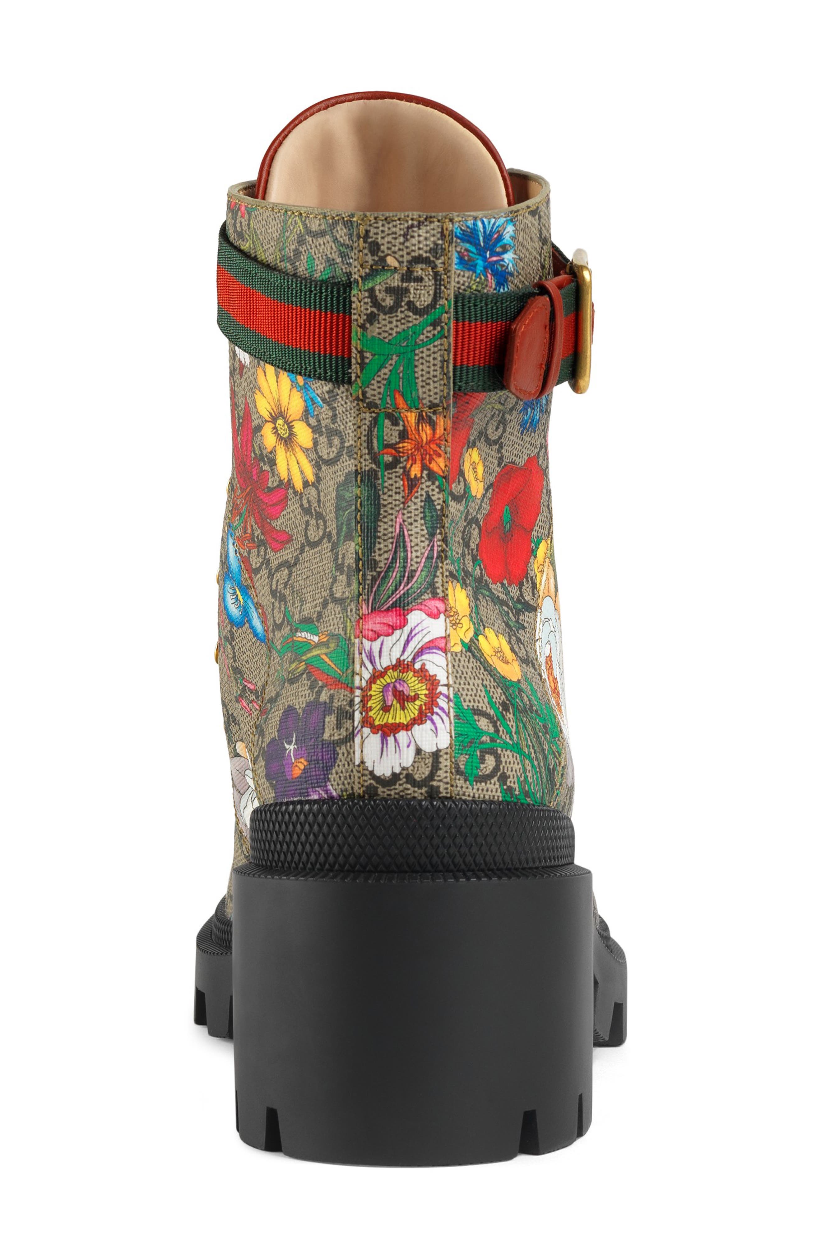 Gucci Trip GG Floral GG Supreme Combat Boot, Alternate, color, 