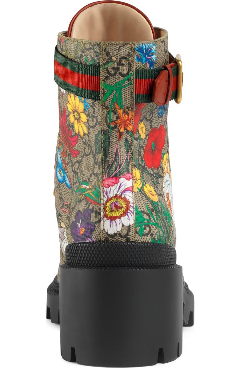 Gucci Trip GG Floral GG Supreme Combat Boot, Alternate, color,