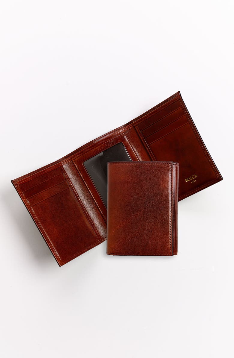 Bosca Old Leather Double ID Trifold Wallet, Alternate, color, Cognac