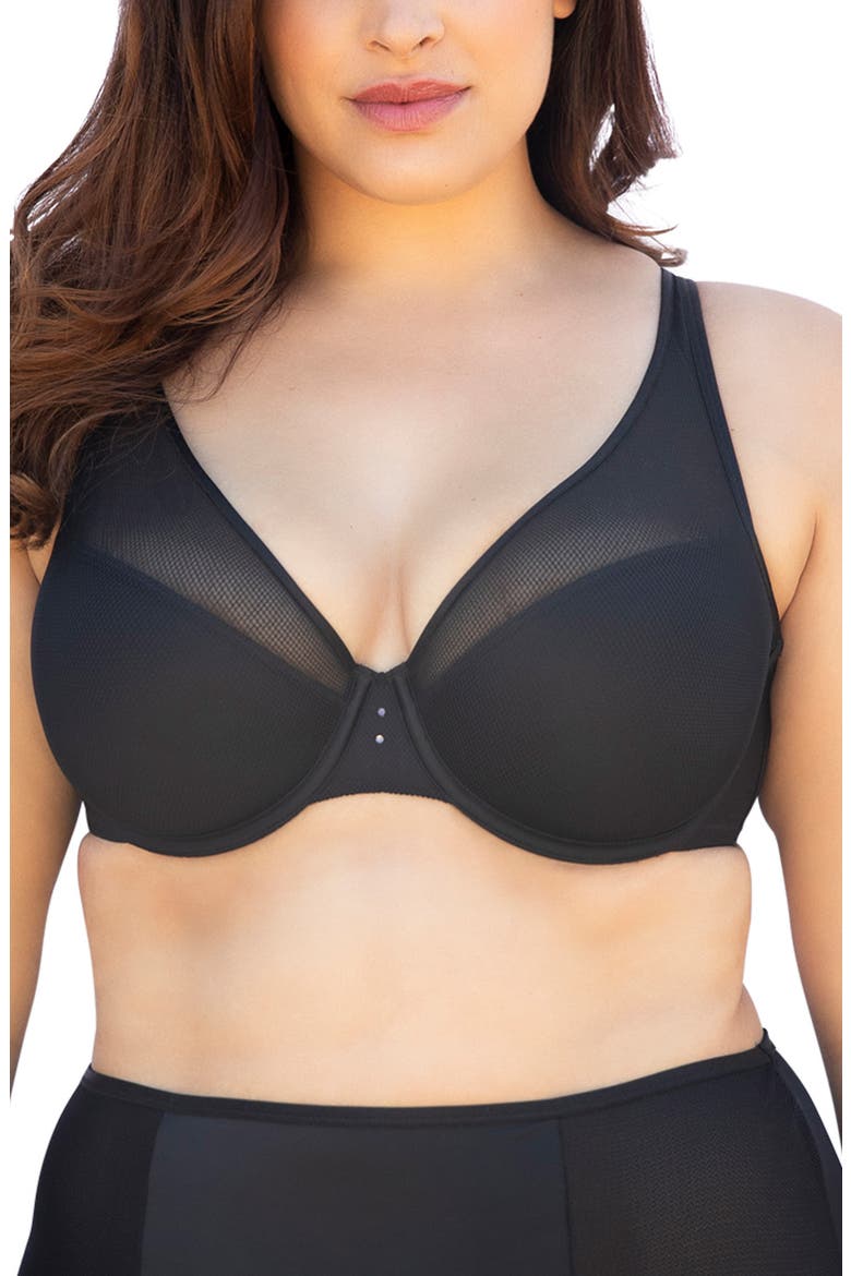 High Apex Diamond Net Underwire Bra, Main, color, BLACK