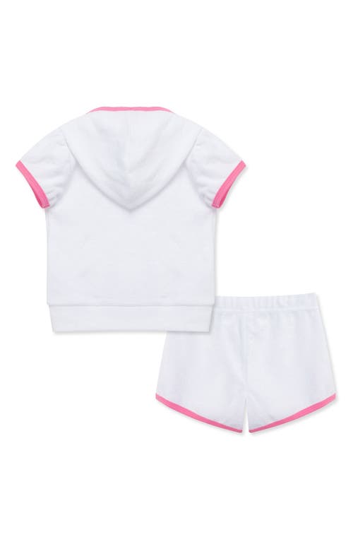 Shop Little Me Terry Cover-up Hoodie & Shorts Set In White