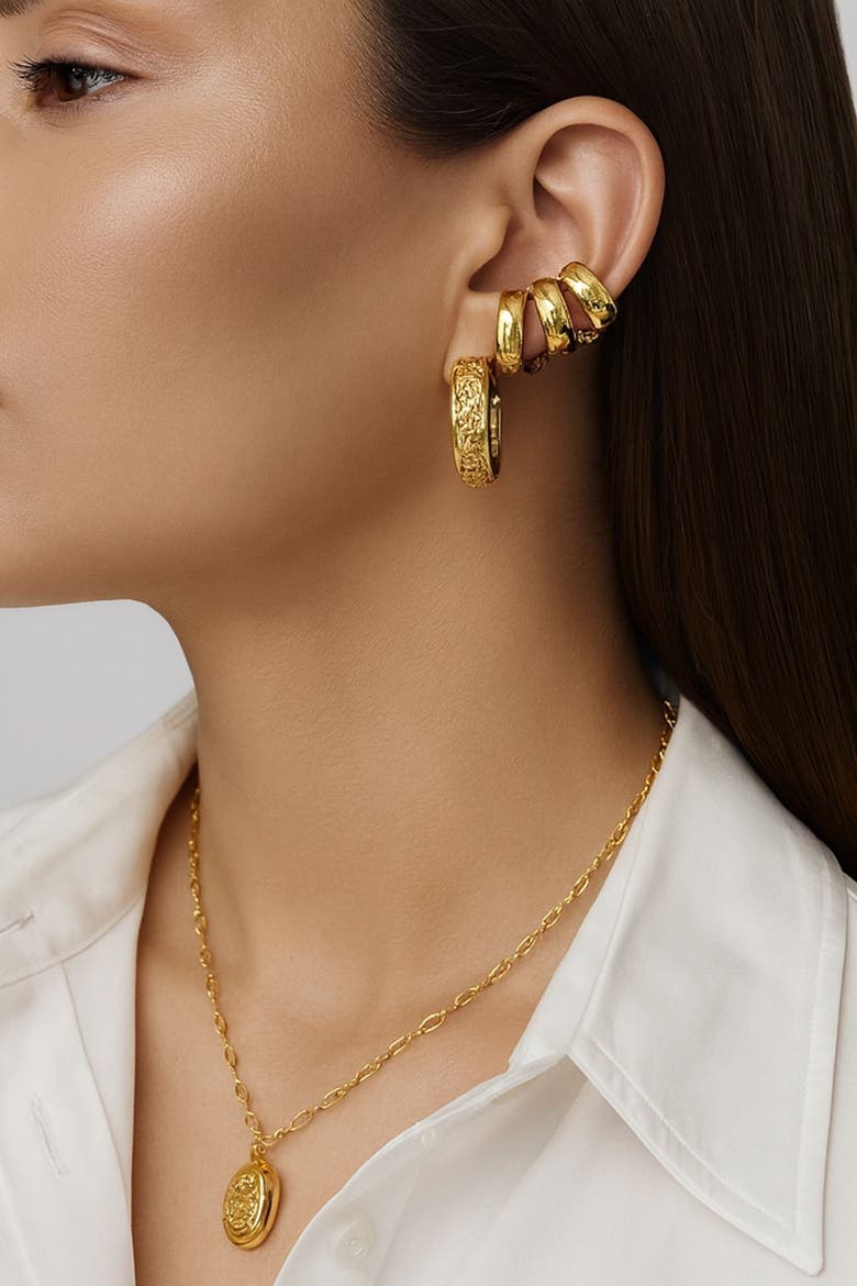 Hope Hoops Earrings, Alternate, color, Gold