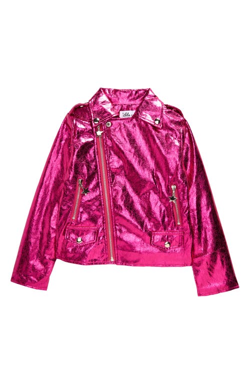 Lola & the Boys Kids' Metallic Moto Jacket in Pink 