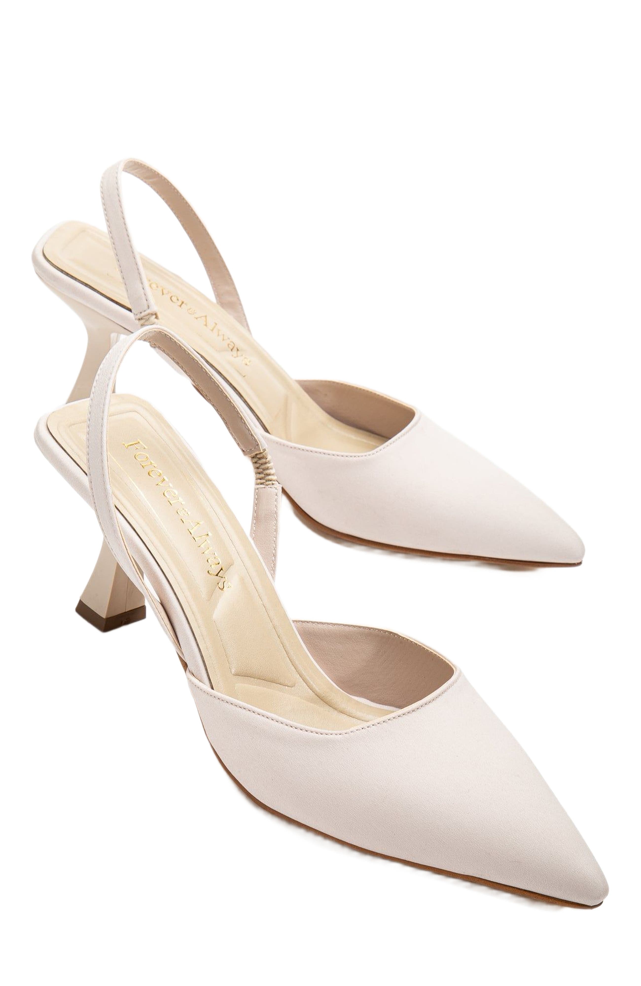 Forever & Always Shoes Rae Slingback Kitten Heel Pumps, Alternate, color, Beige Suede Faux Leather