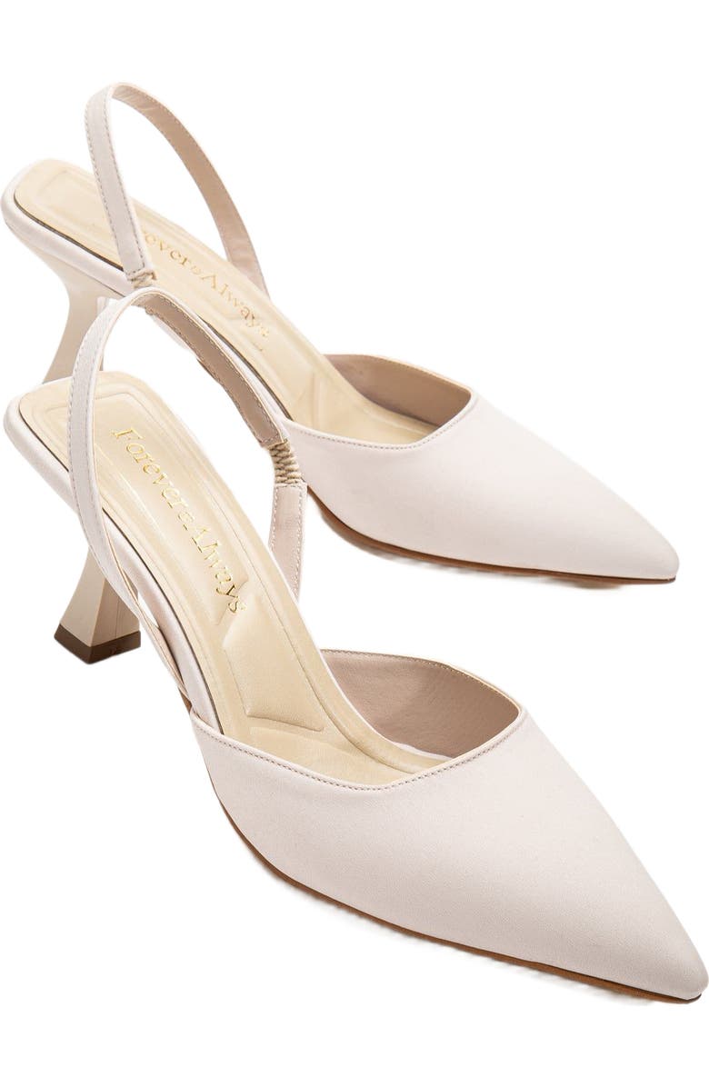 Forever & Always Shoes Rae Slingback Kitten Heel Pumps, Alternate, color, Beige Suede Faux Leather