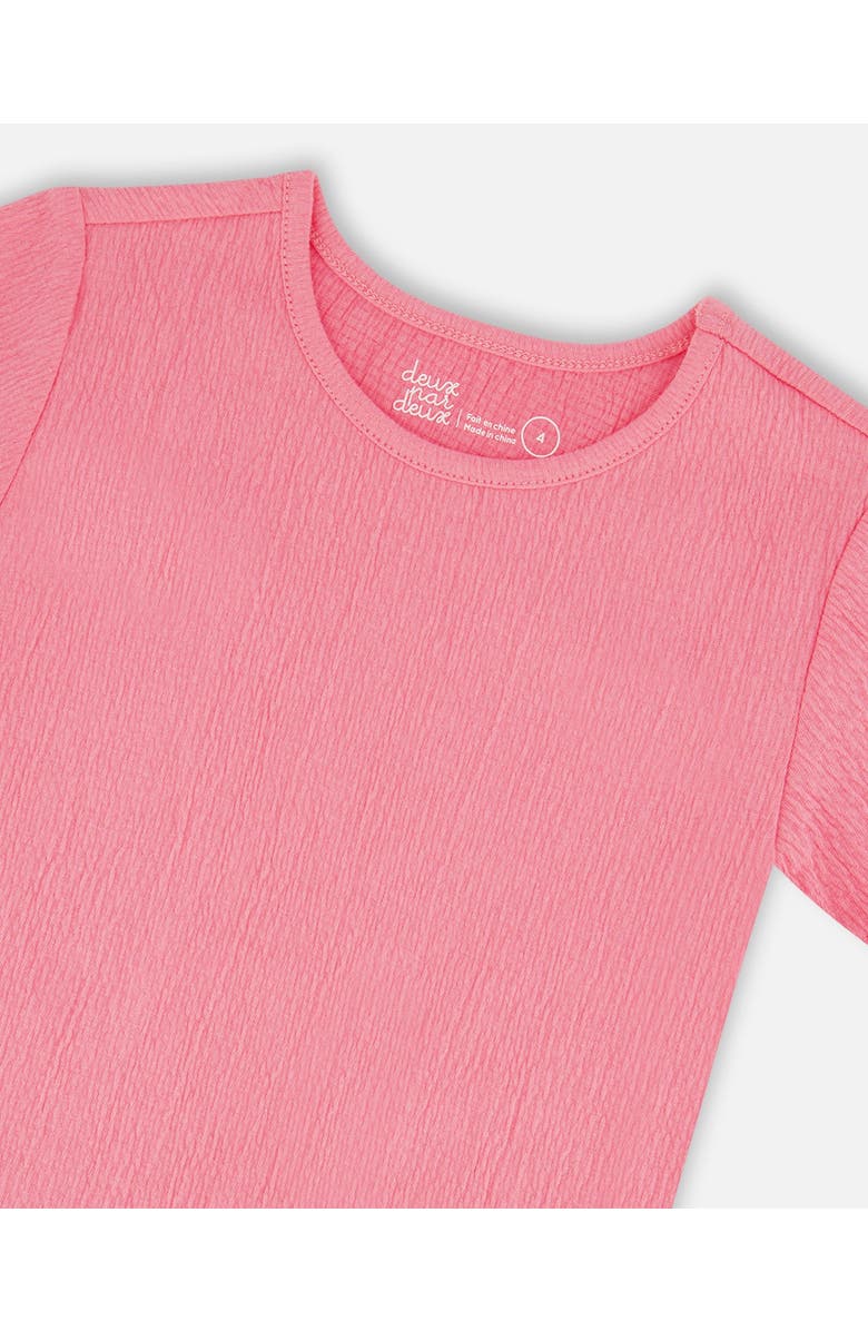 Deux par Deux Baby Girl's Crinkle Short Sleeve Top Candy Pink, Alternate, color, Candy Pink