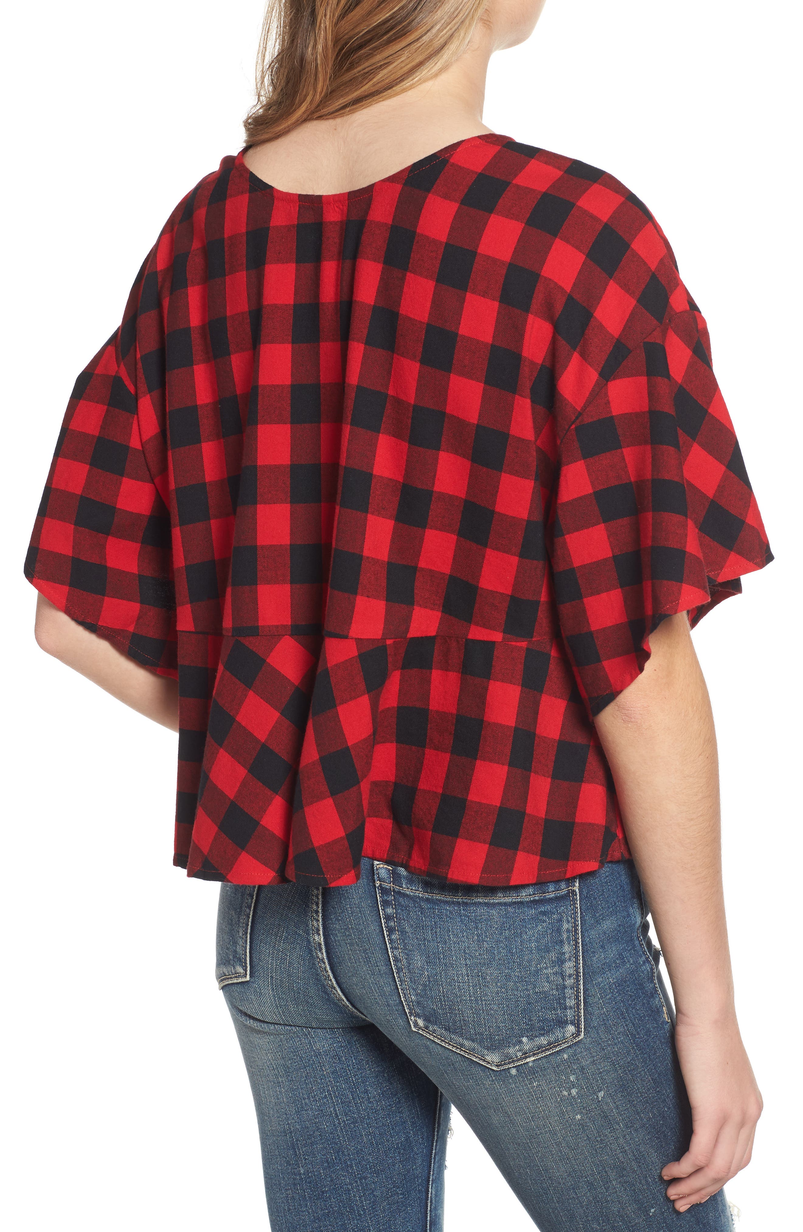 BP. Plaid Peplum Top (Women) | Nordstromrack