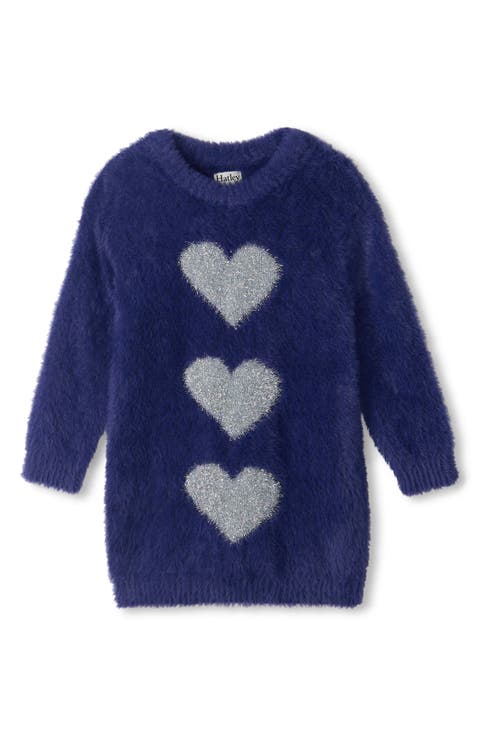 Kids' Heart Fuzzy Sweater Dress