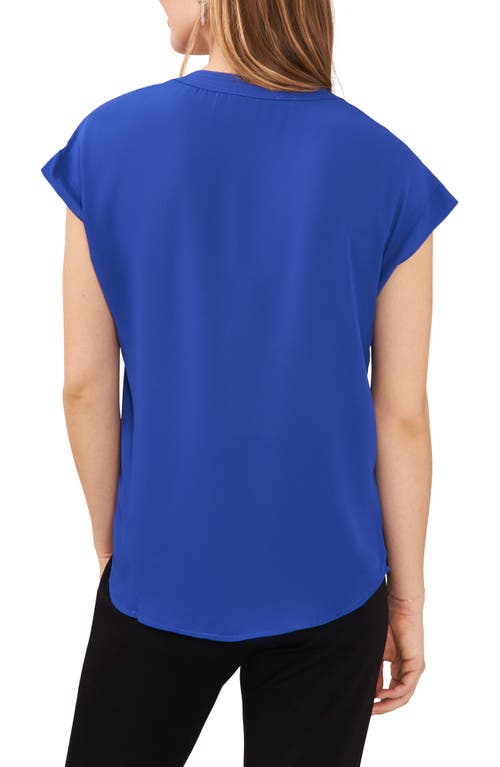 Chaus Split Neck Georgette Blouse In Blue