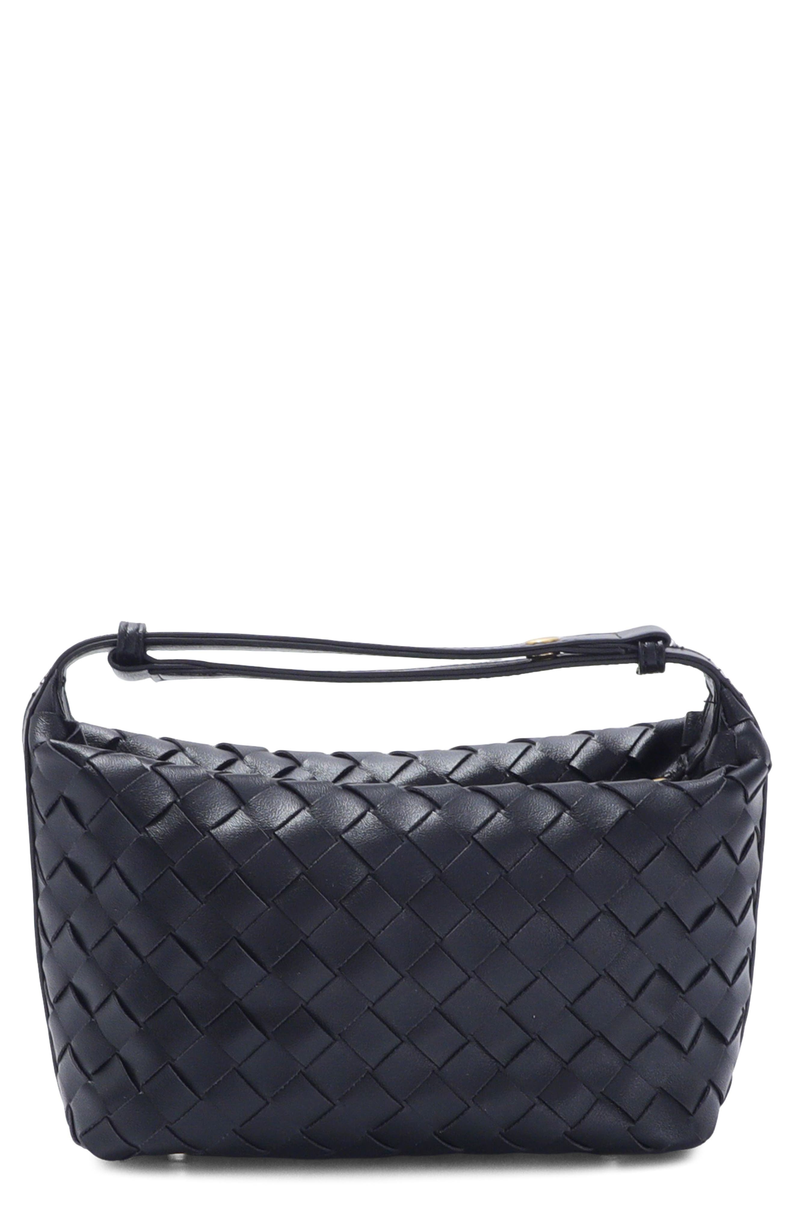 Woven Faux Leather Crescent Bag