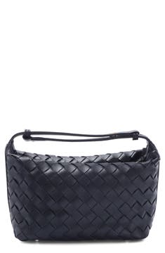 Woven Faux Leather Crescent Bag