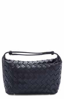 Woven Faux Leather Crescent Bag
