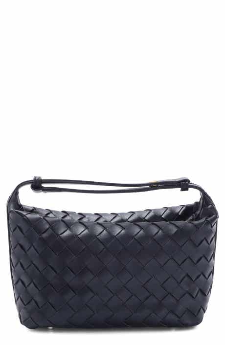 Woven Faux Leather Crescent Bag