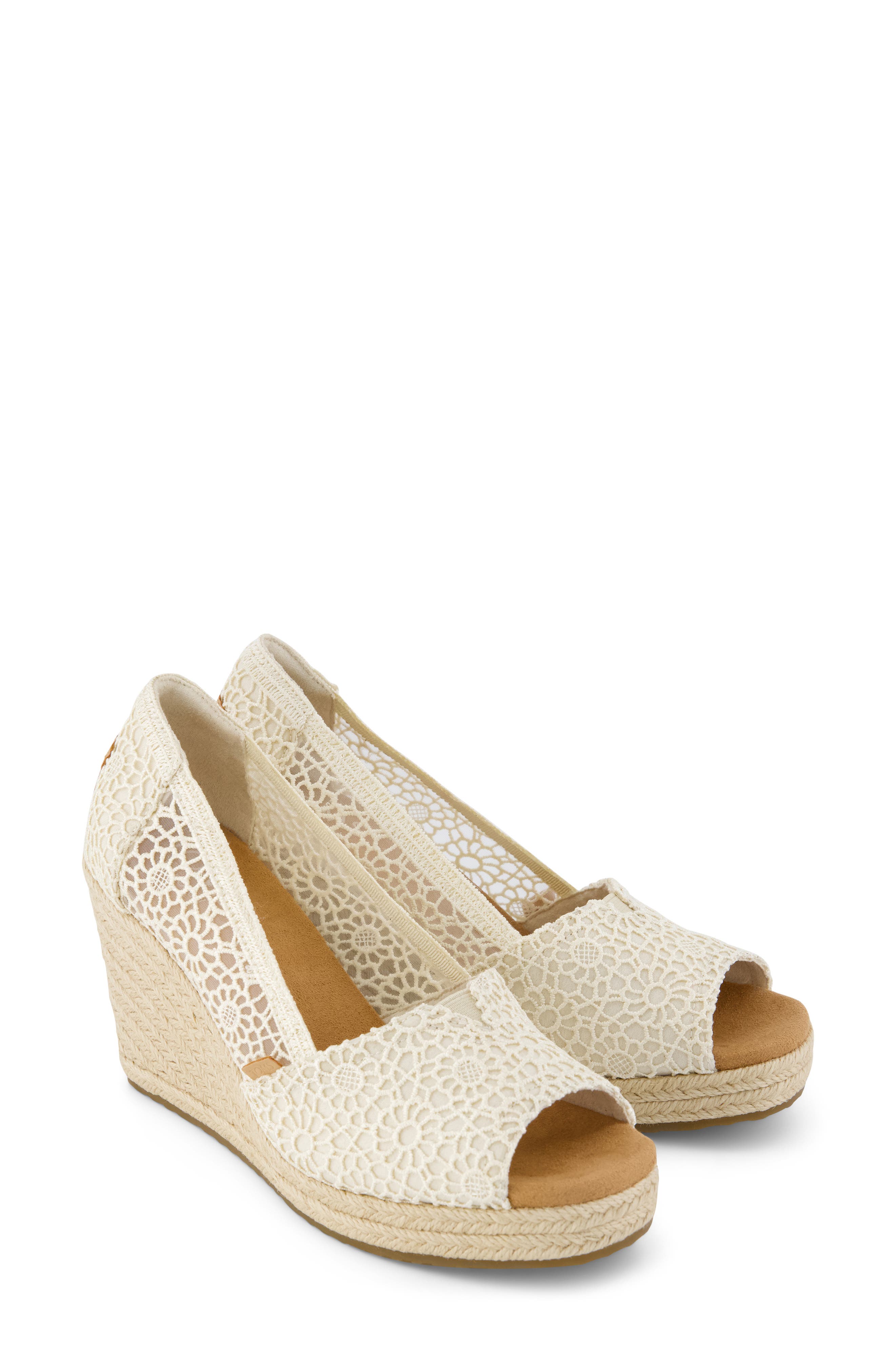 TOMS Essential Wedge Pump, Alternate, color, Natural Crochet