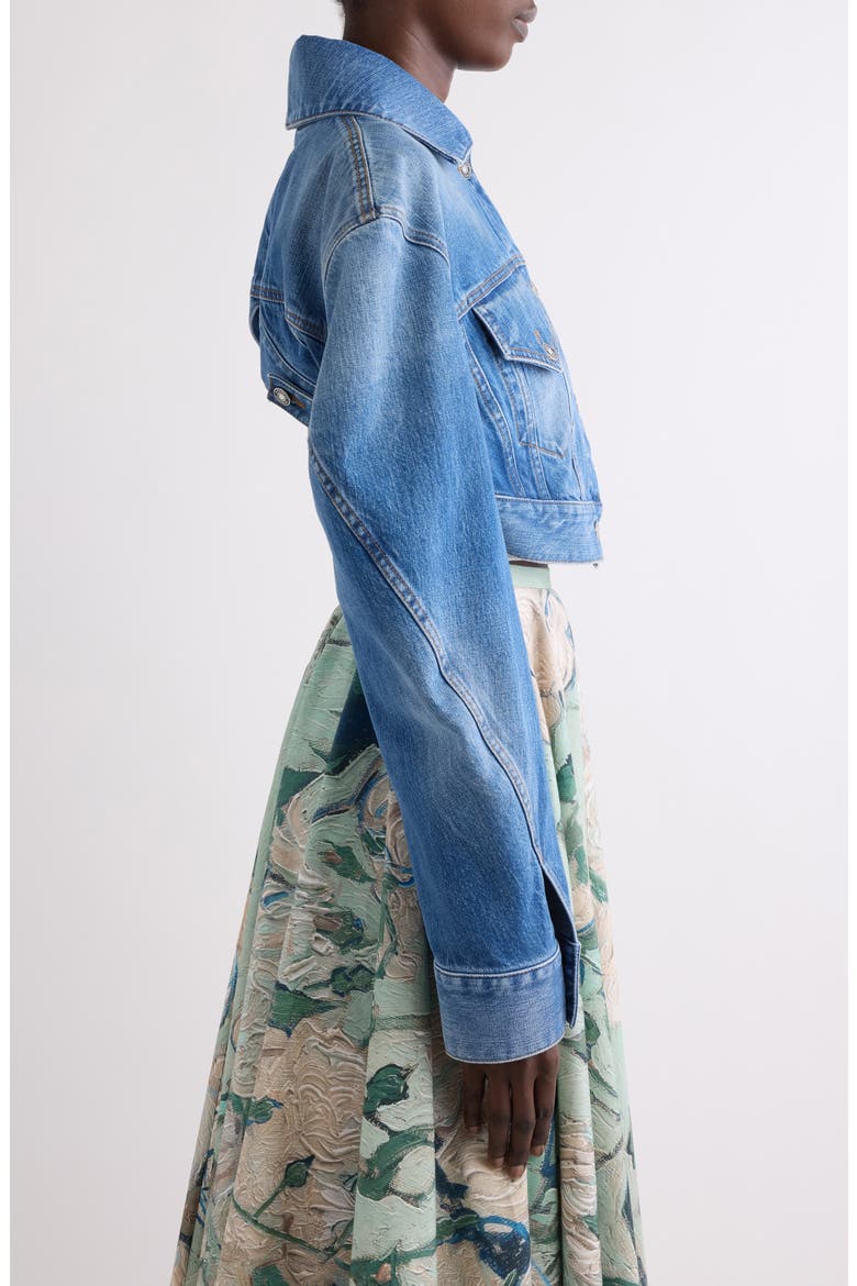 Crop Open Back Denim Jacket, Alternate, color, MEDIUM BLUE