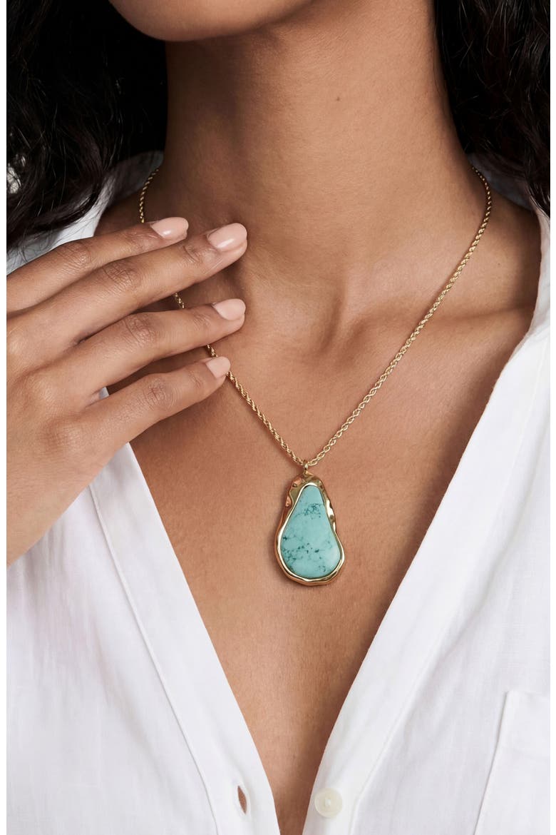 Hidden Stone Molten Pendant Necklace, Alternate, color, TURQUOISE