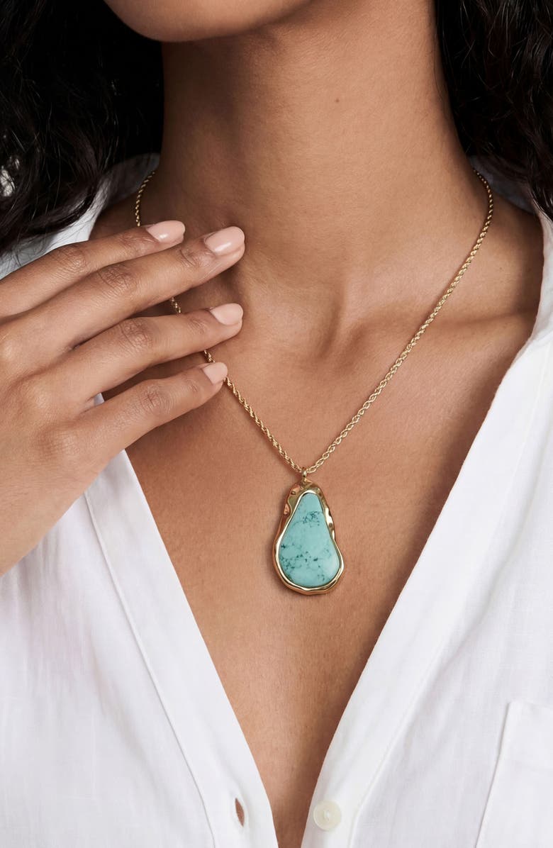 Ettika Hidden Stone Molten Pendant Necklace, Alternate, color, Turquoise