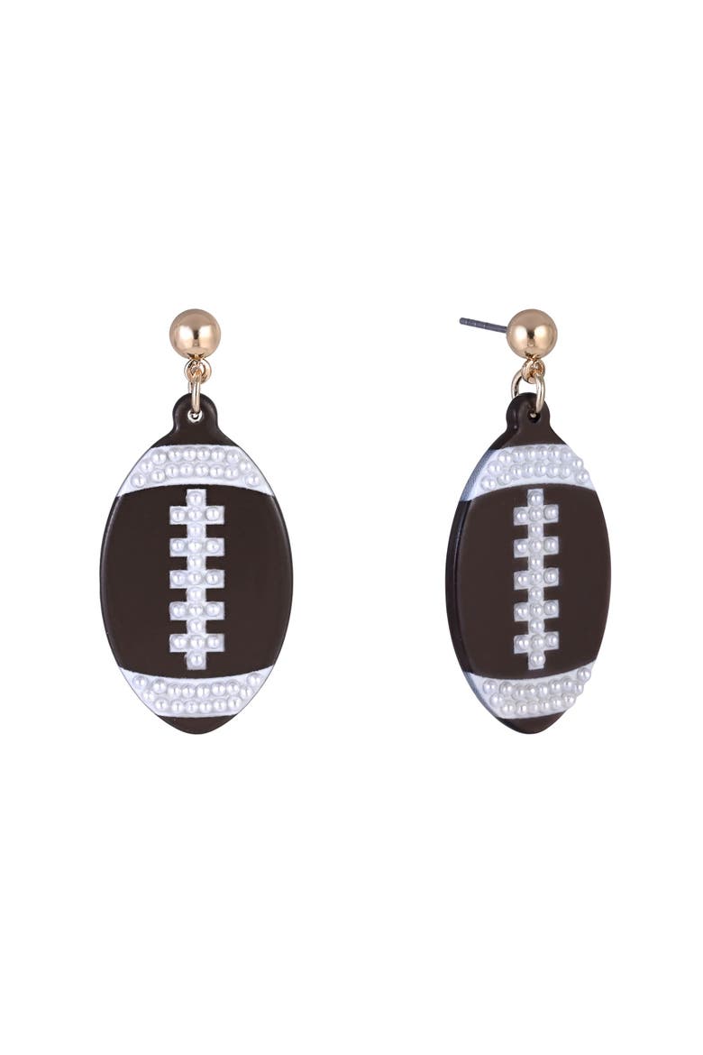 Game Day Football Earrings, Main, color, Brown