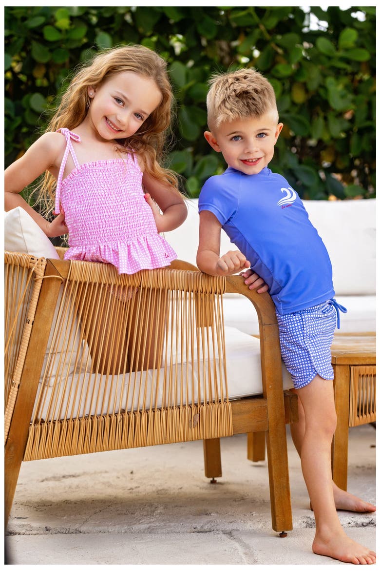 Gingham Swim Pants, Alternate, color, Blue