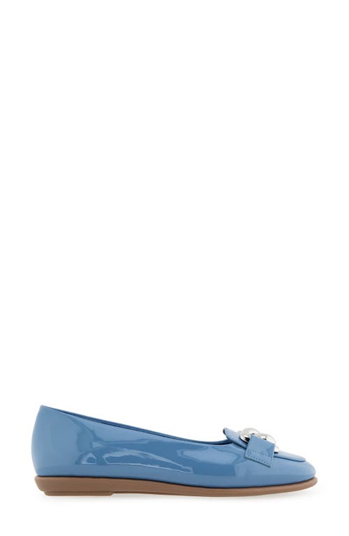 Shop Aerosoles Bell Chain Bit Flat In Blue Jean Patent Faux Leather