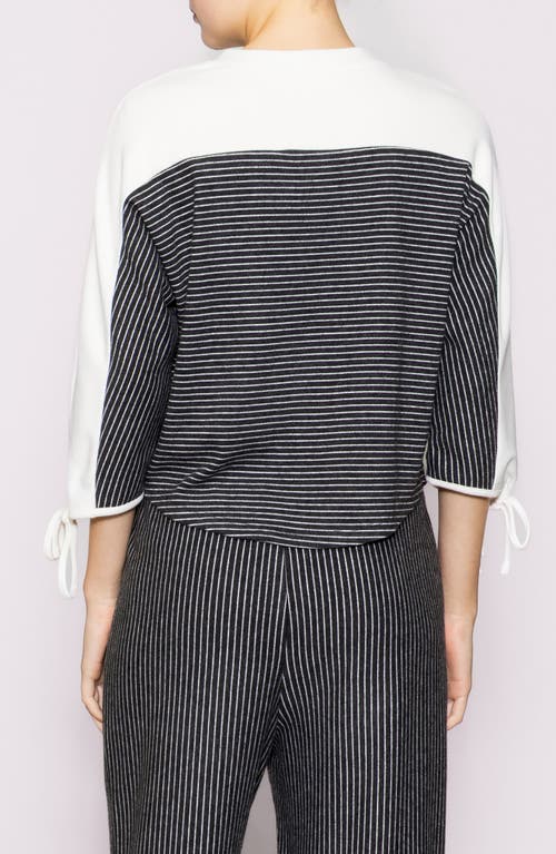 Melloday Stripe Knit Top In Black