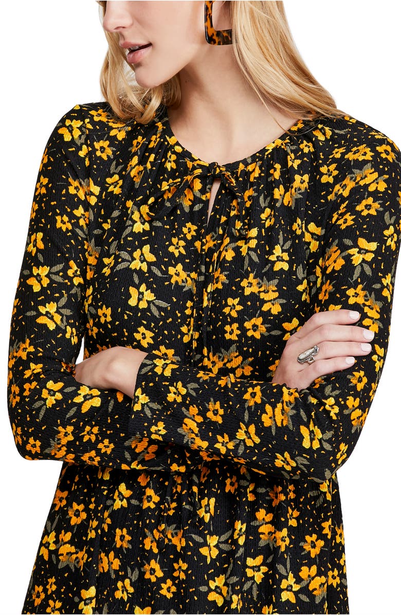 Free People Tiers of Joy Long Sleeve Prairie Dress, Alternate, color, Black Combo