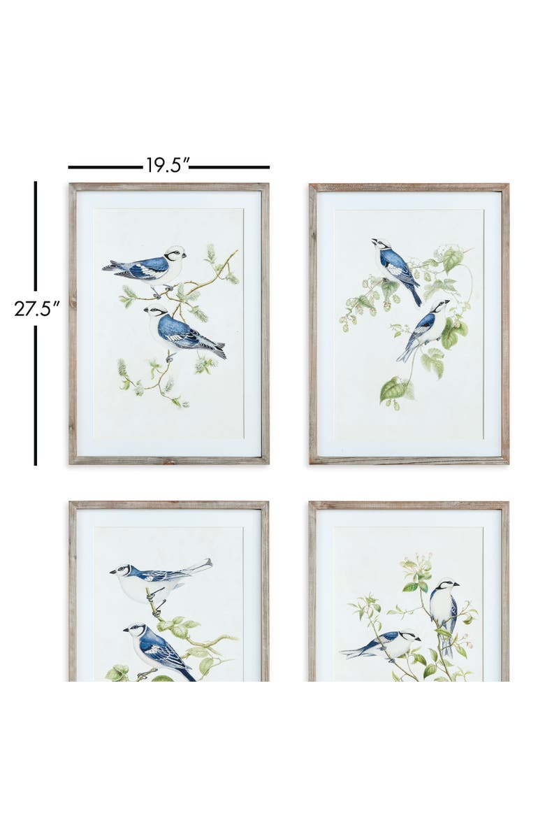 Blue Birds Prints Set of 4, Alternate, color, Blue
