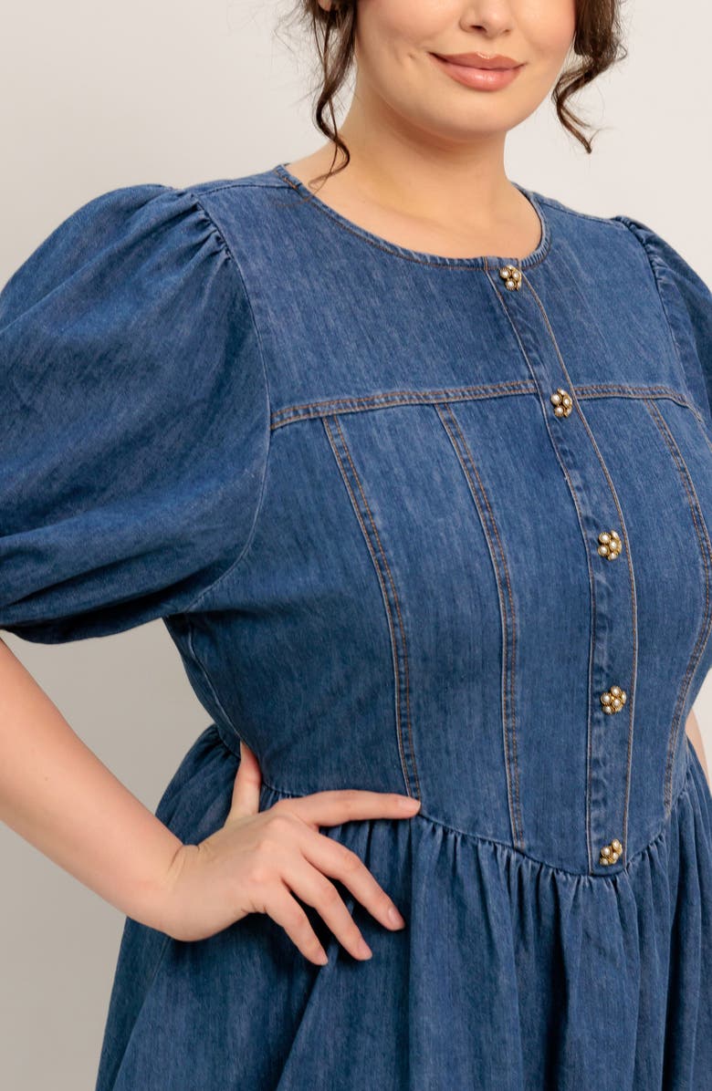 FLYING TOMATO Denim Midi Dress, Alternate, color, Denim